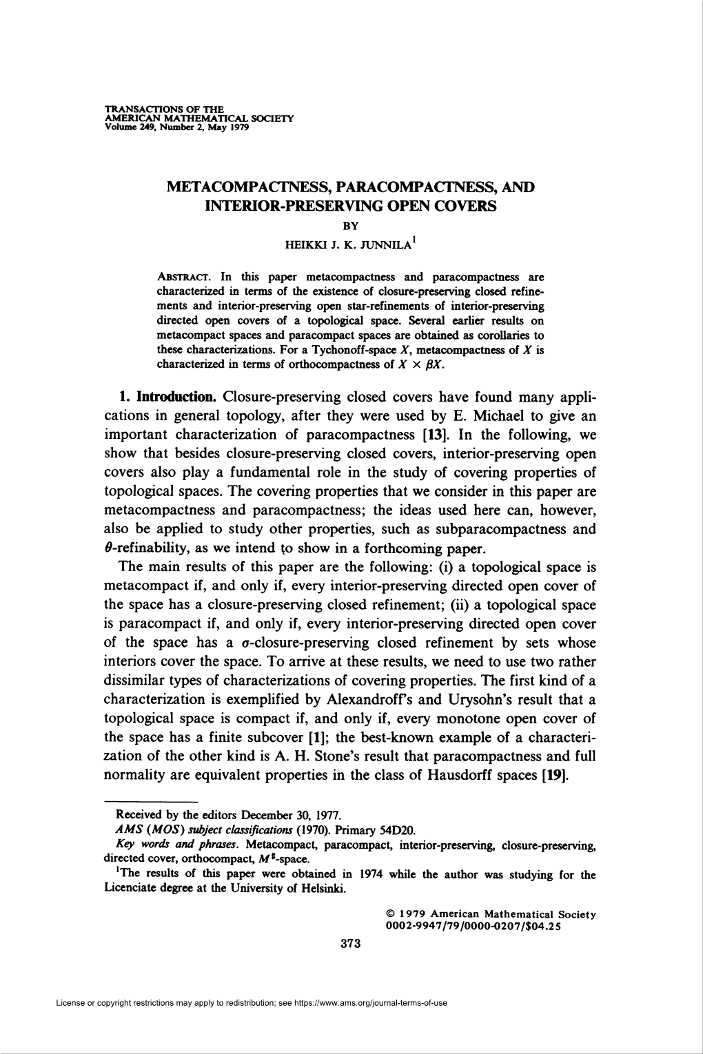 Metacompactness, Paracompactness, and Interior-Preserving Open Covers