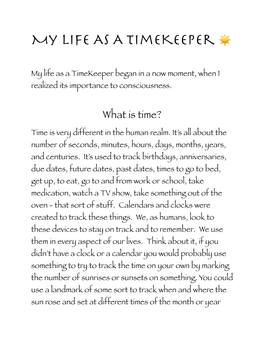 My Life As a Timekeeper (Pdf)