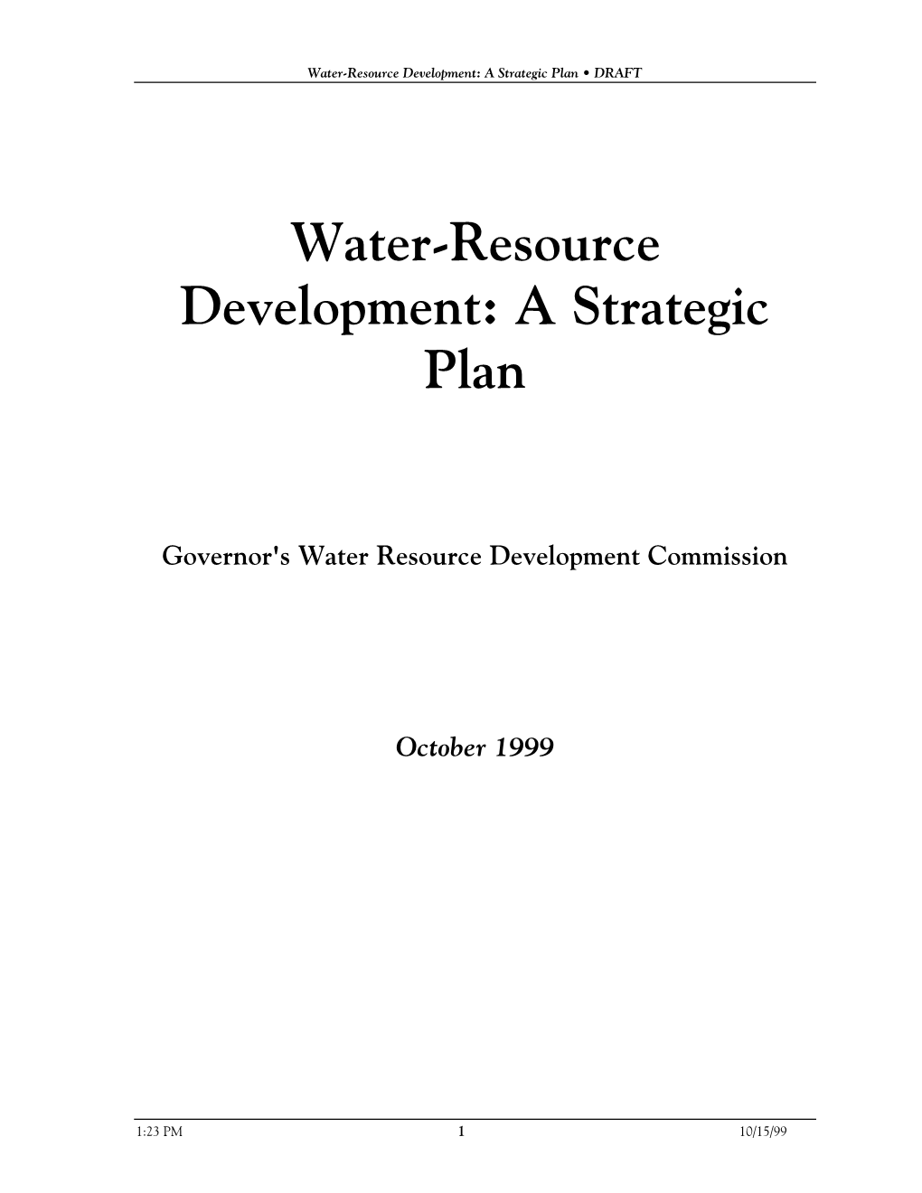 Water-Resource Development: a Strategic Plan • DRAFT