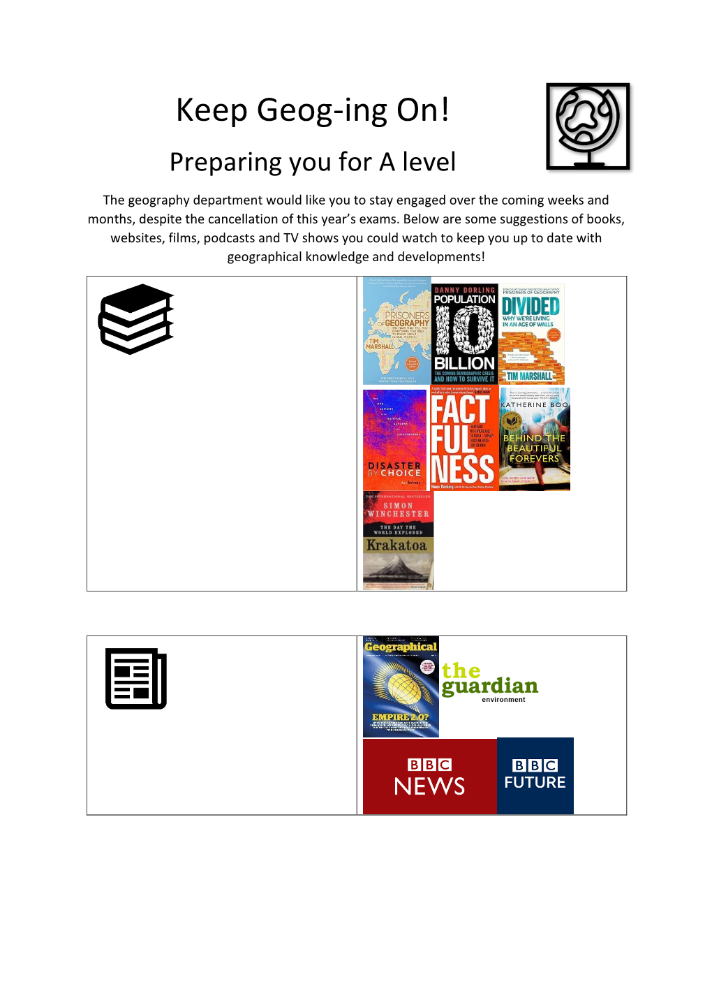 Keep Geog-Ing On! Preparing You for a Level