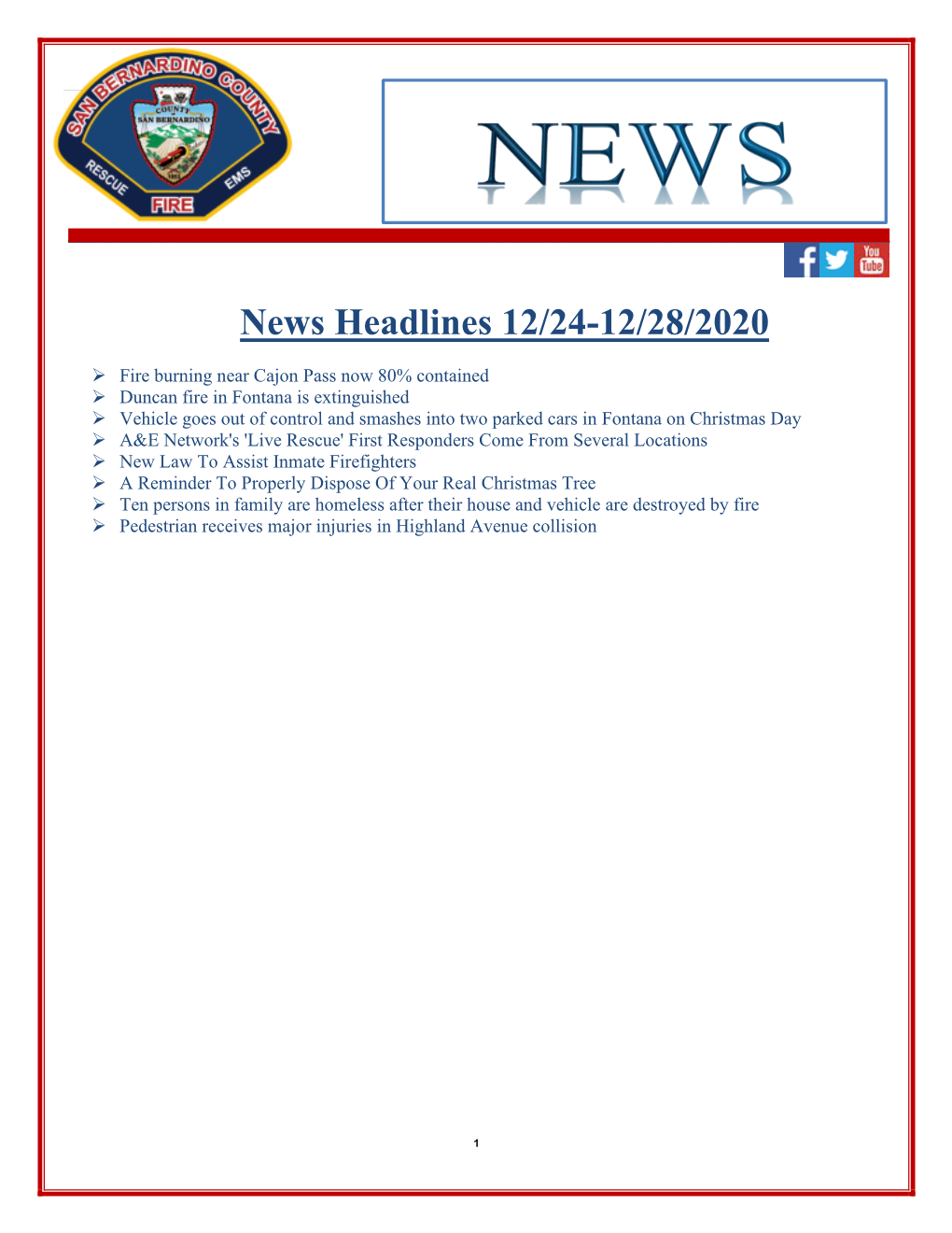 News Headlines 12/24-12/28/2020