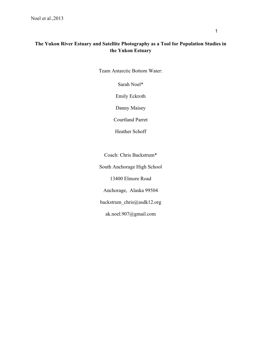 Noel Et Al.,2013 the Yukon River Estuary and Satellite Photography