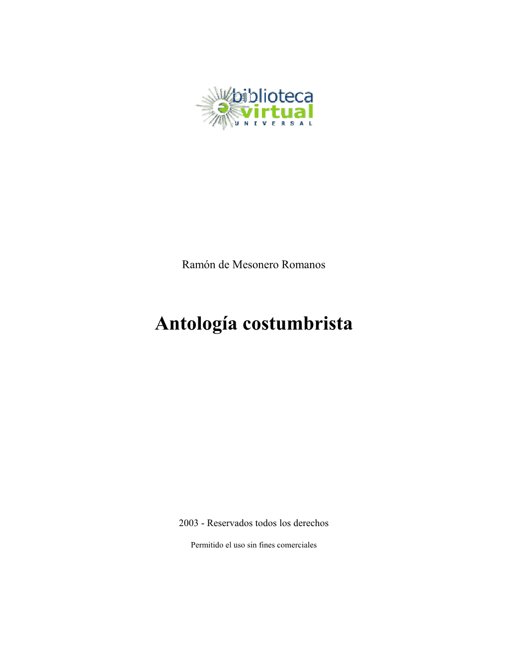 Antología Costumbrista