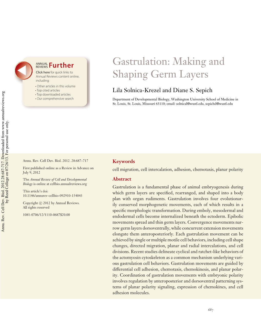 Gastrulation: Making and Shaping Germ Layers