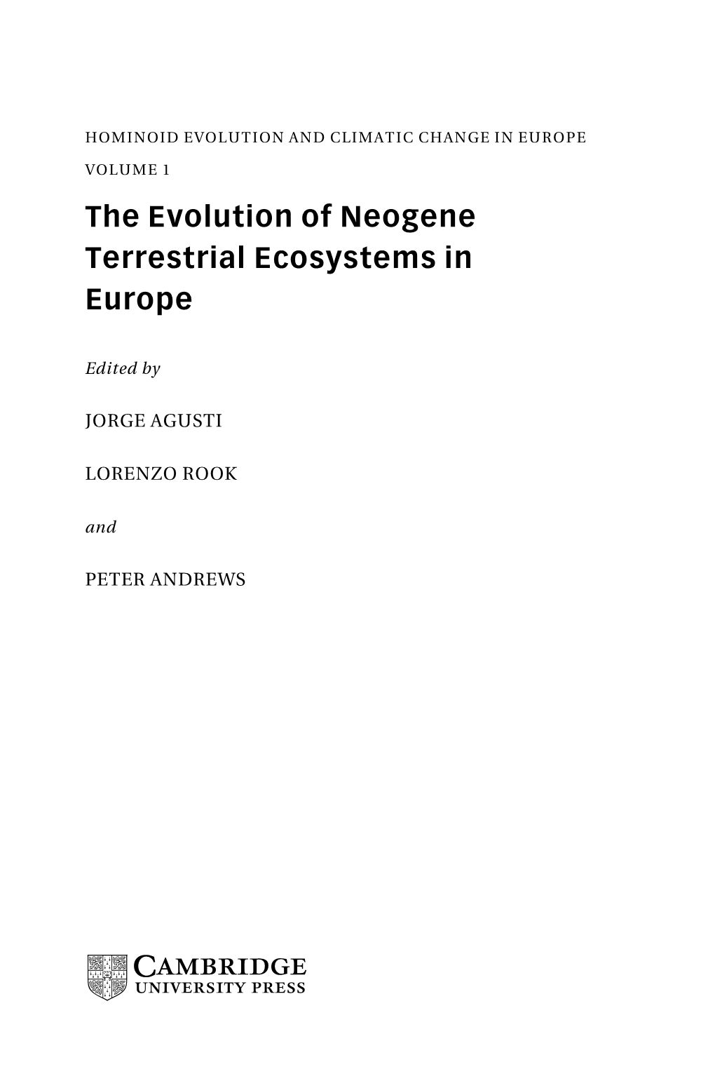 The Evolution of Neogene Terrestrial Ecosystems in Europe
