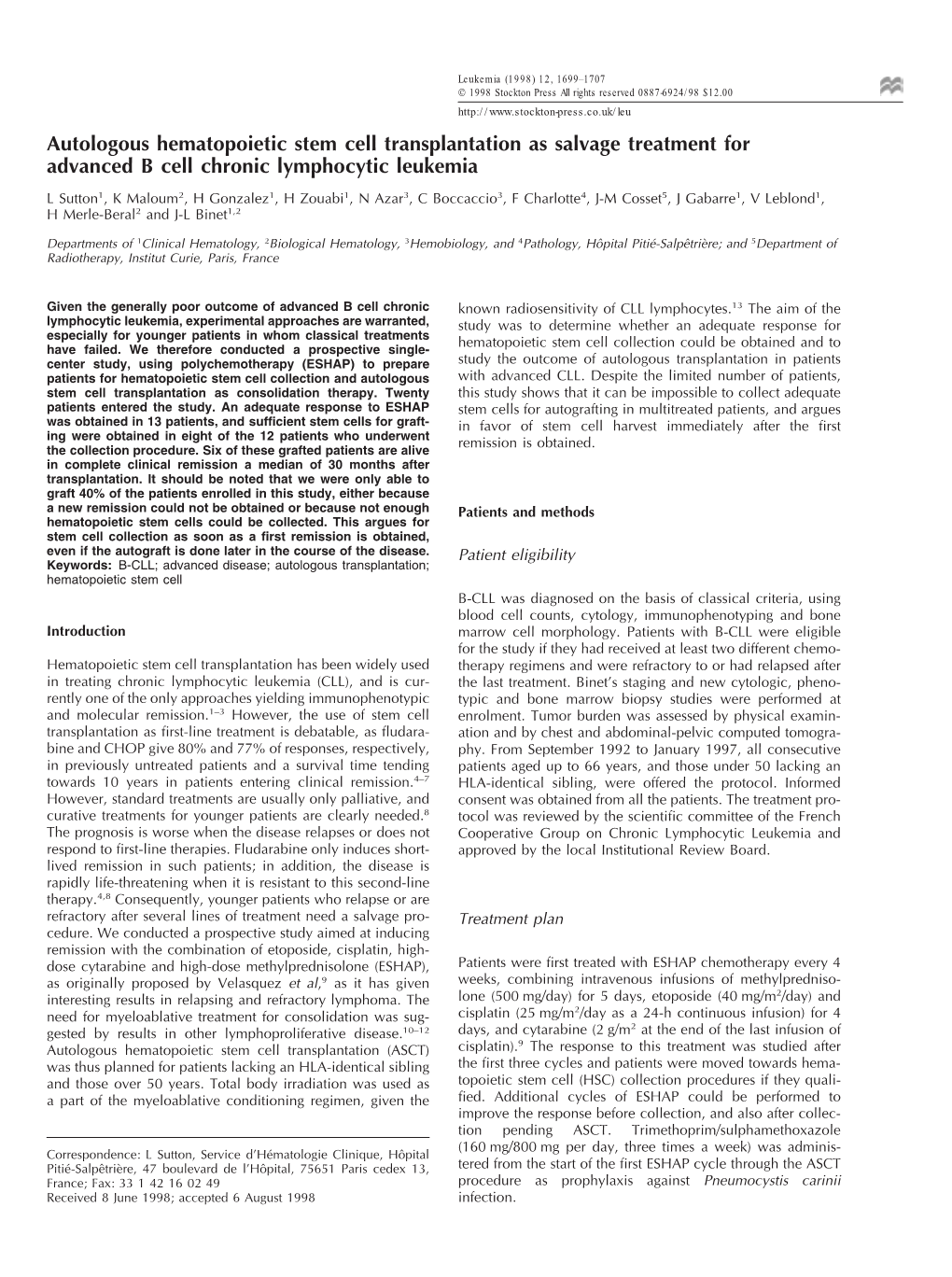 Autologous Hematopoietic Stem Cell Transplantation As Salvage