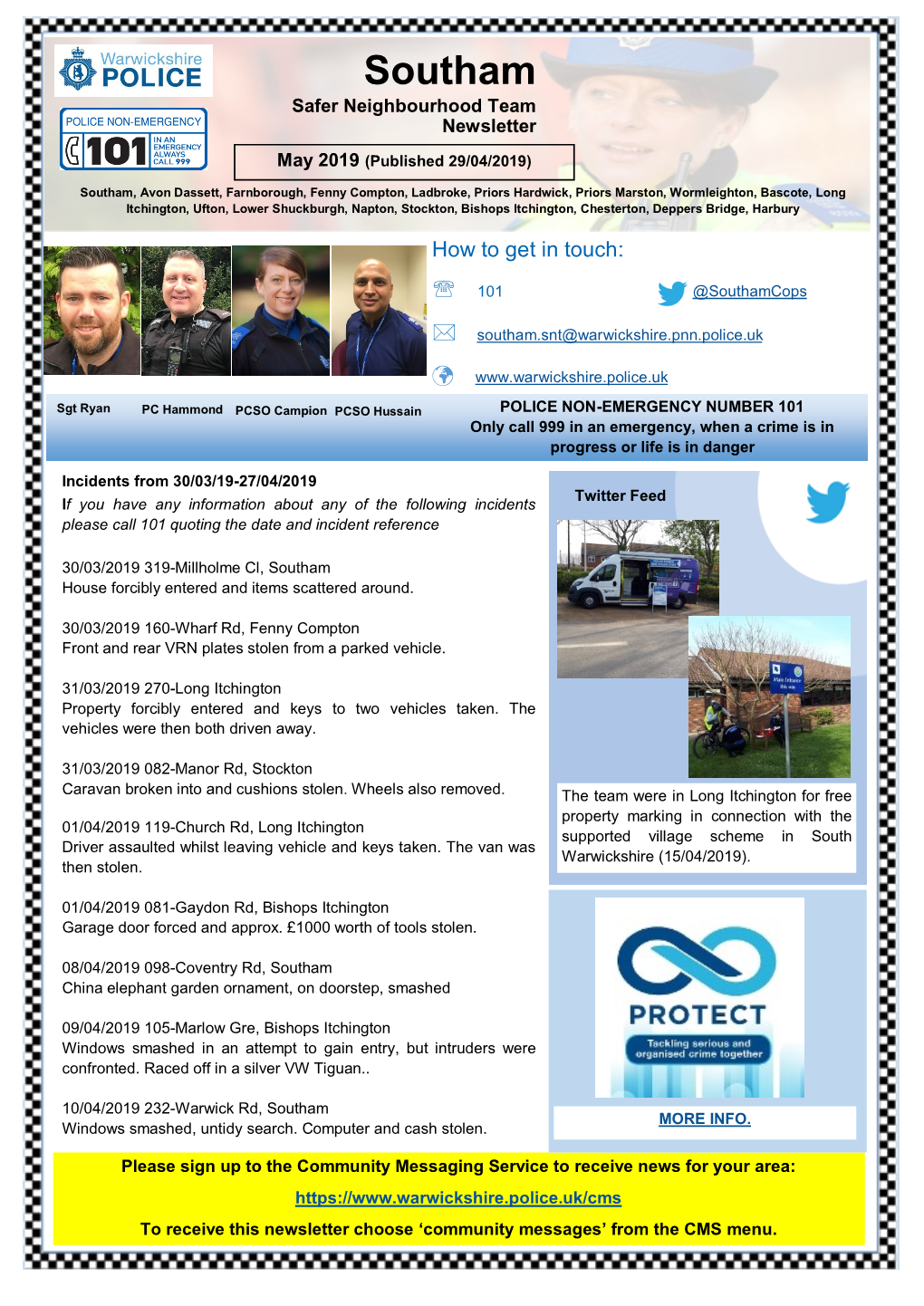 Southam Safer Neighbourhood Team Newsletter