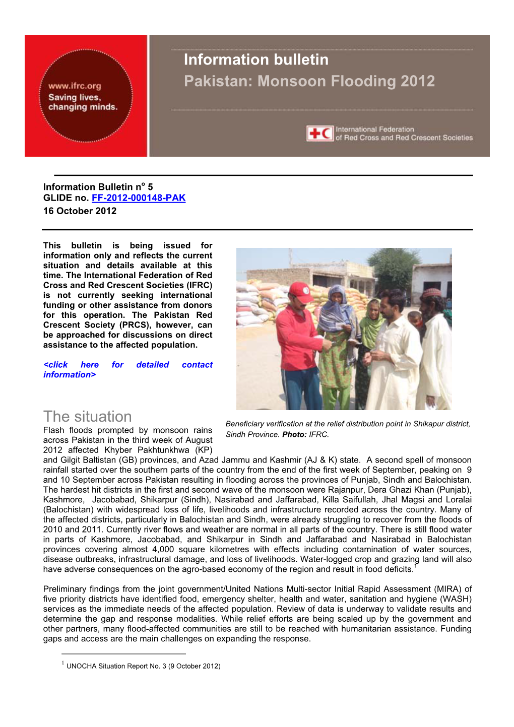 The Situation Information Bulletin Pakistan