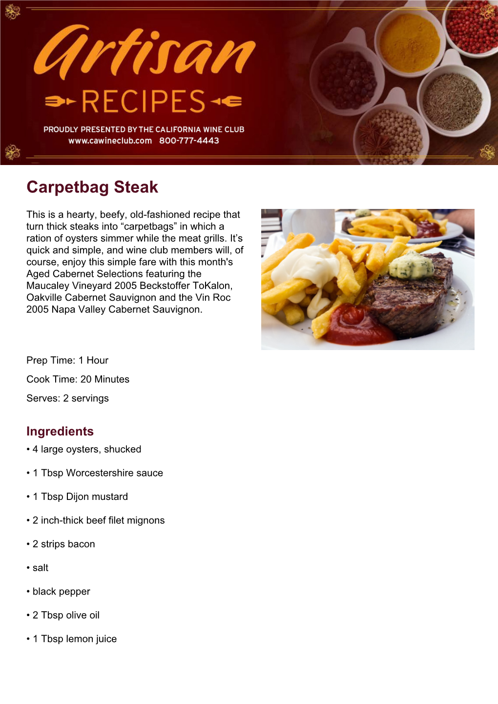 Carpetbag Steak