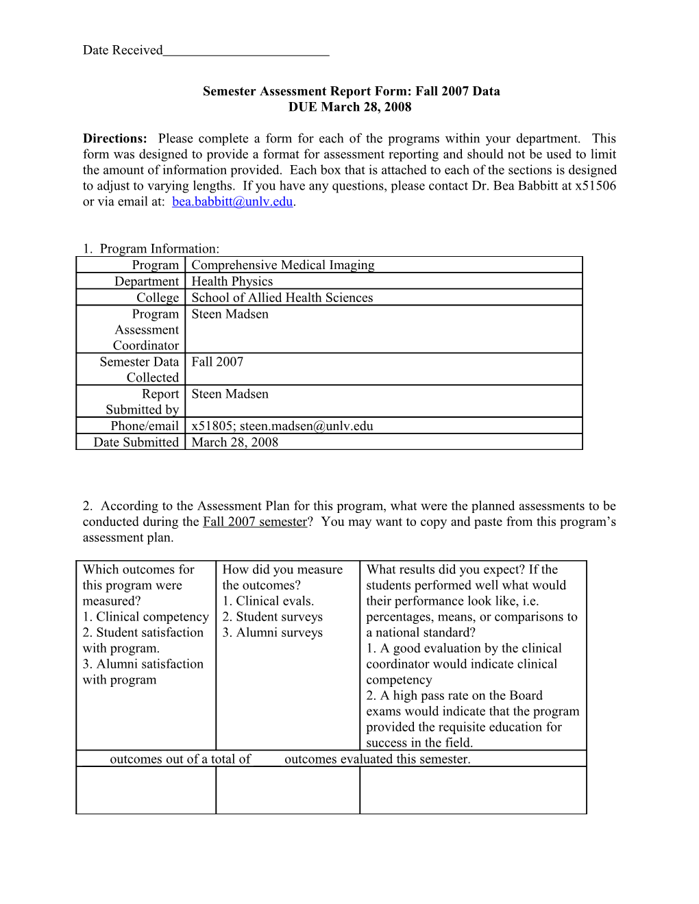 Annual Assessment Report Form for Student Learning Outcomes Assessment s2