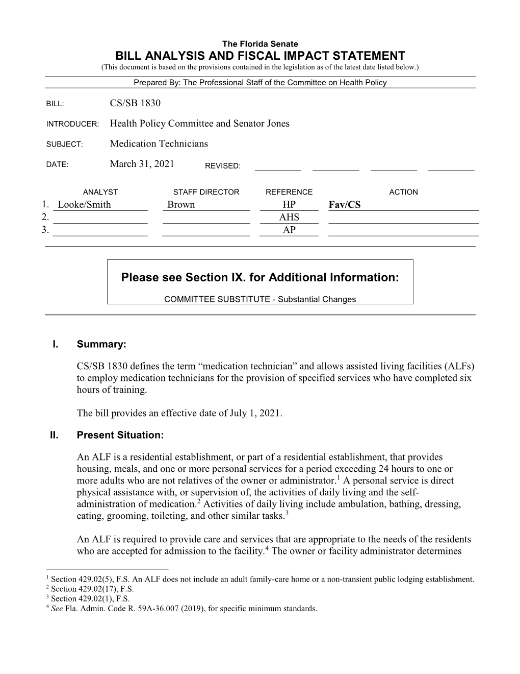 Bill Analysis and Fiscal Impact Statement