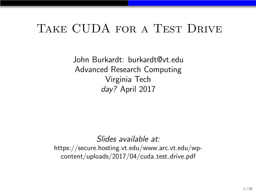 Take CUDA for a Test Drive
