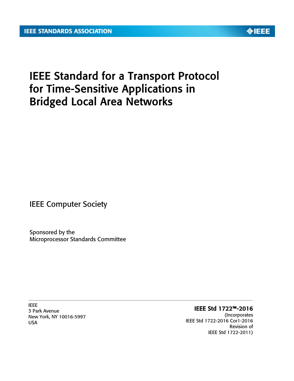 IEEE Std 1722™-2016, IEEE Standard for a Transport