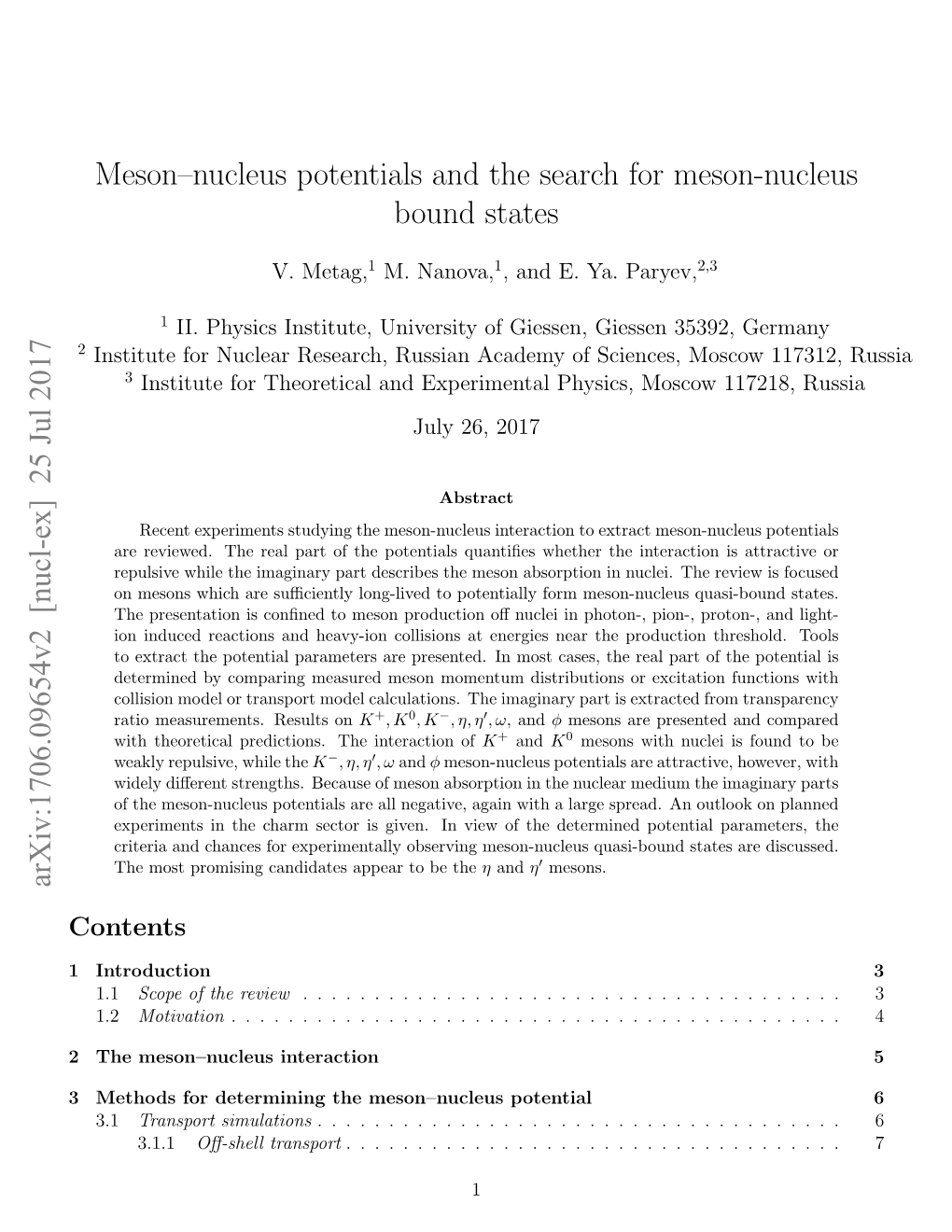 Meson–Nucleus Potentials and the Search for Meson-Nucleus Bound States