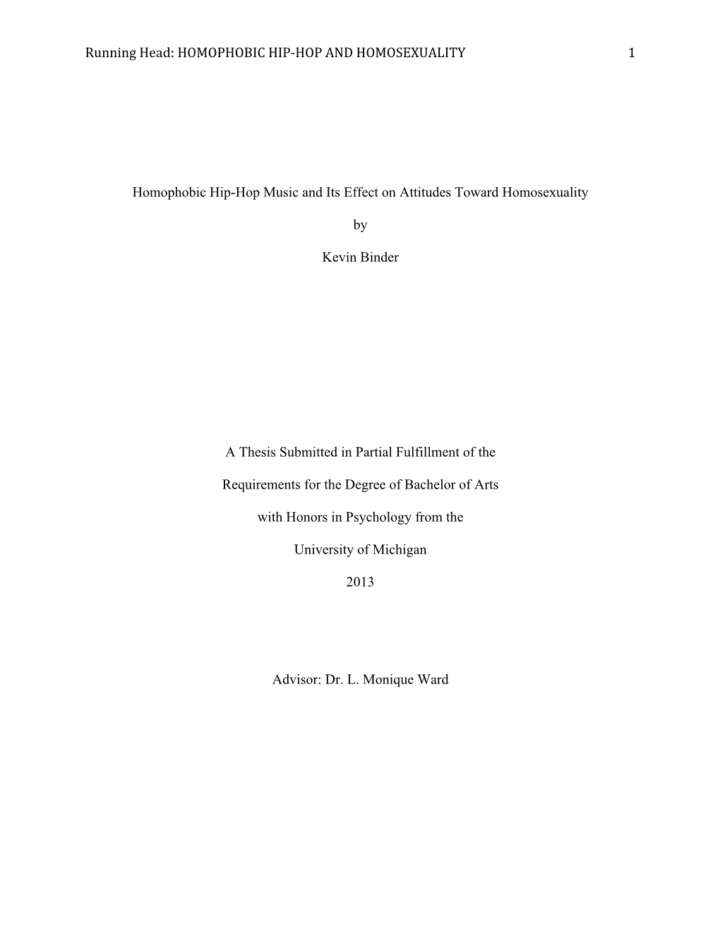 Homophobic Hip-Hop Music and Its Effect on Attitudes Toward Homosexuality