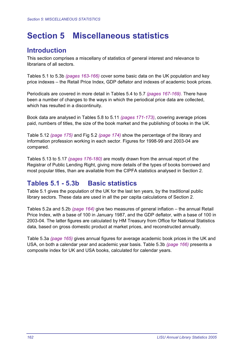 Section 5 Miscellaneous Statistics