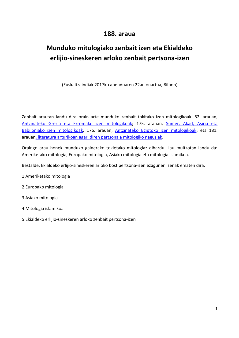 188. Araua Munduko Mitologiako Zenbait Izen Eta Ekialdeko Erlijio-Sineskeren Arloko Zenbait Pertsona-Izen