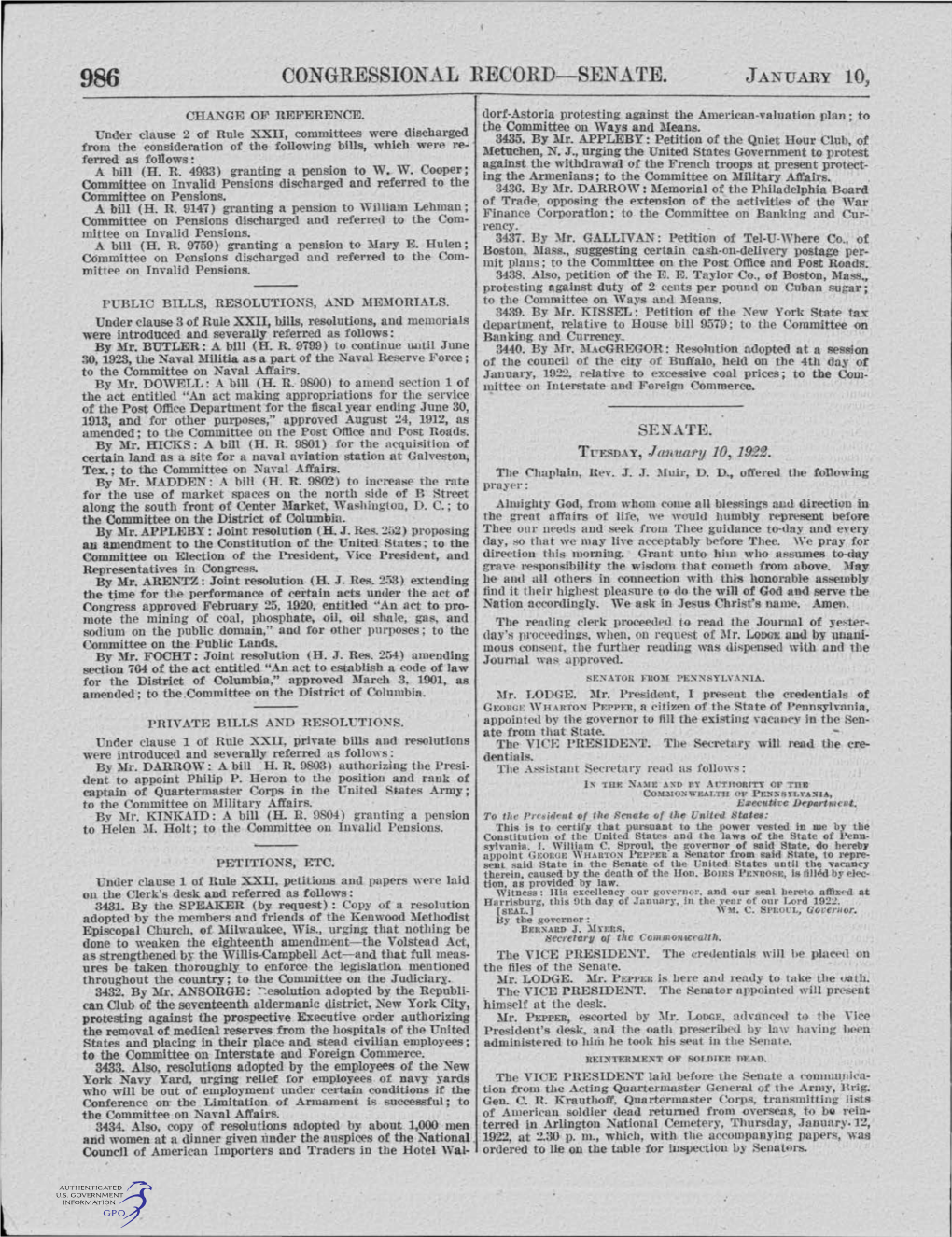 Congressional Record-Senate. January 10