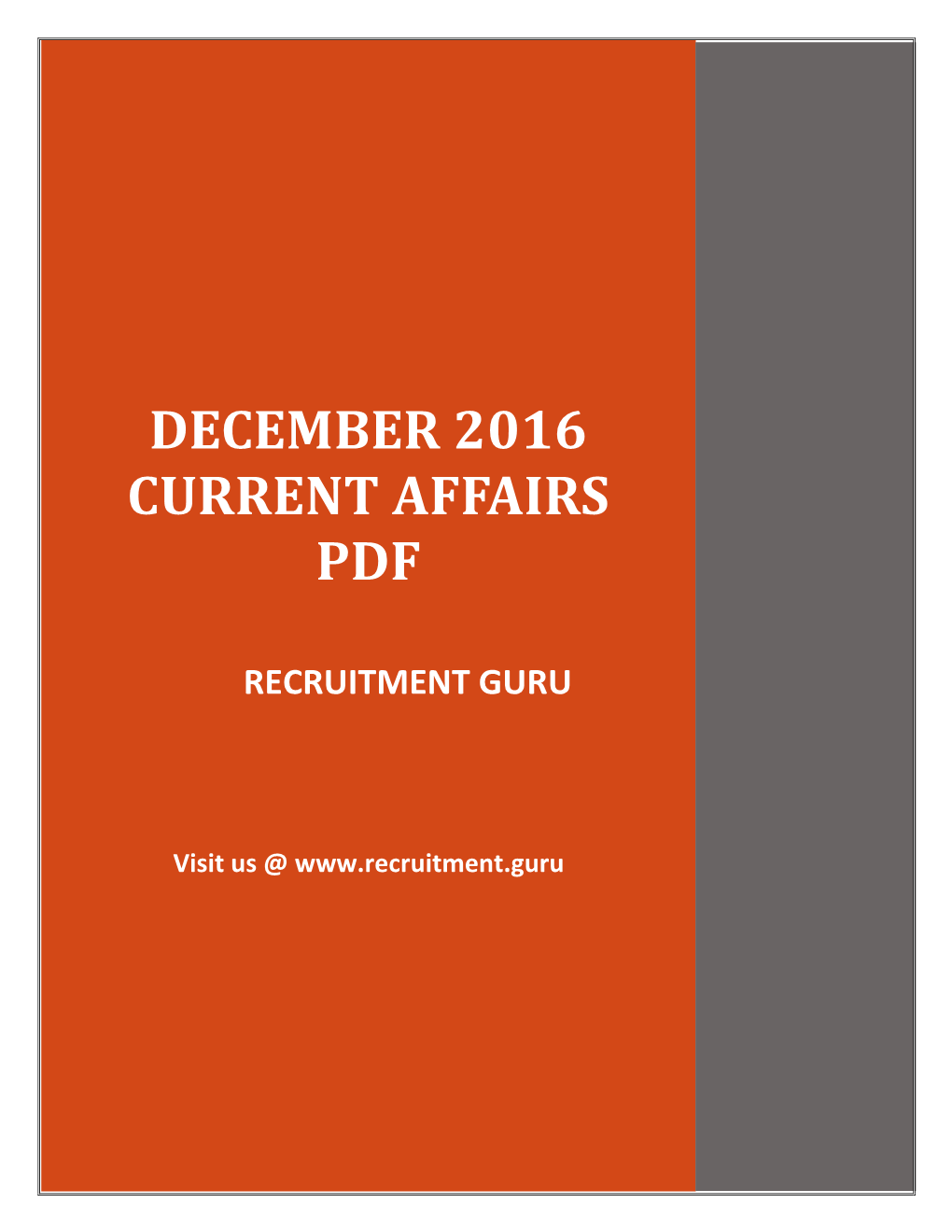 December 2016 Current Affairs Pdf