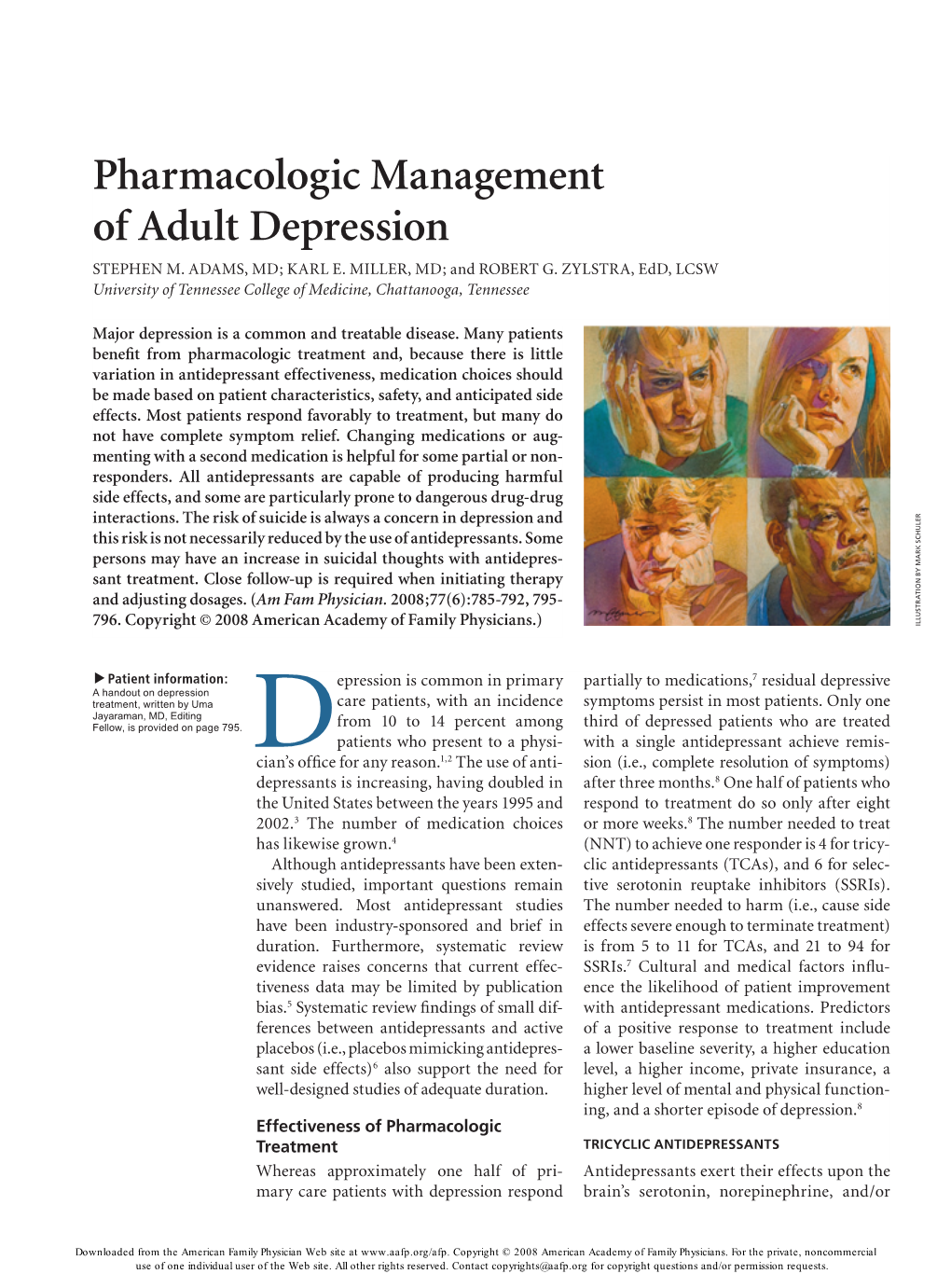 Pharmacologic Management of Adult Depression Stephen M