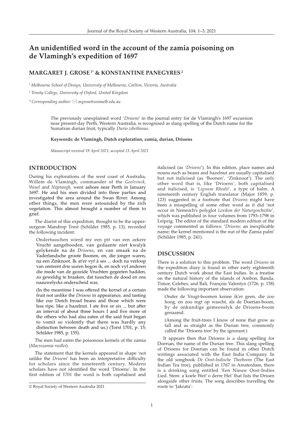 RSWA 104 P1-3 Grose and Panegyres.Pdf