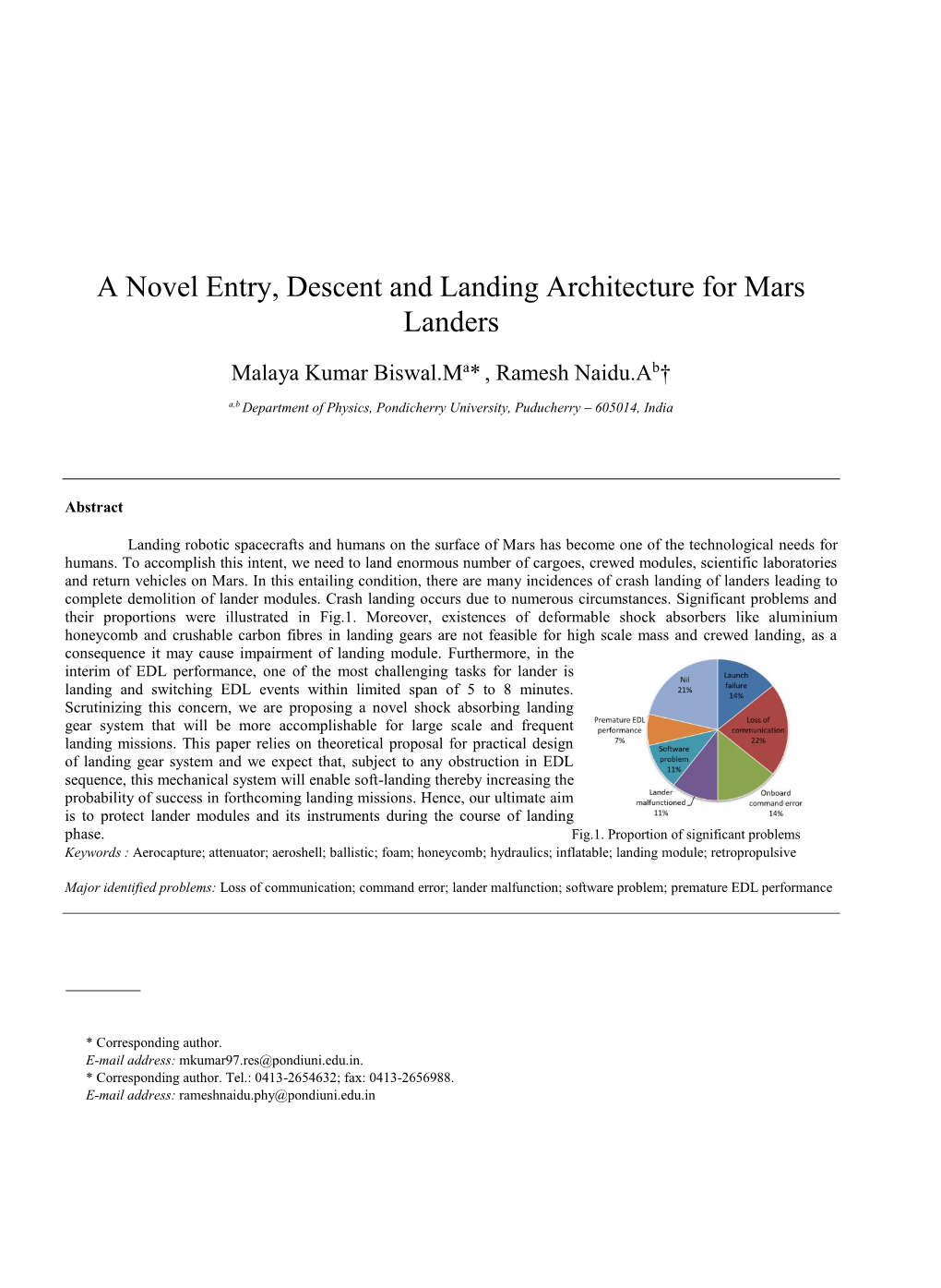 A Novel Entry, Descent and Landing Architecture for Mars Landers