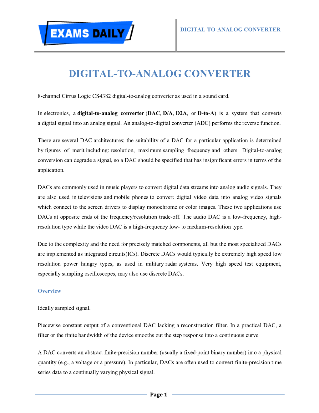 Digital-To-Analog Converter