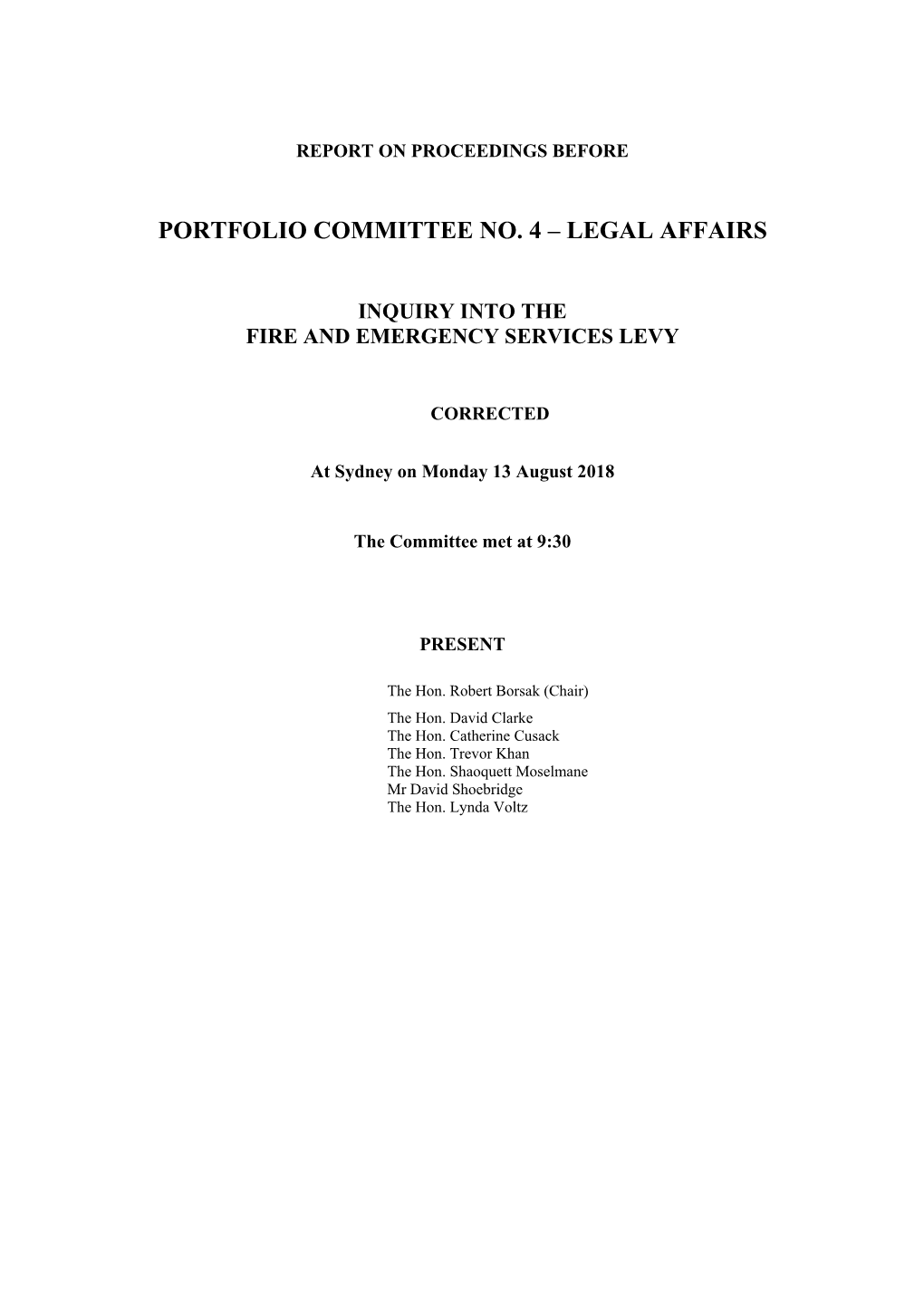 Portfolio Committee No. 4 – Legal Affairs