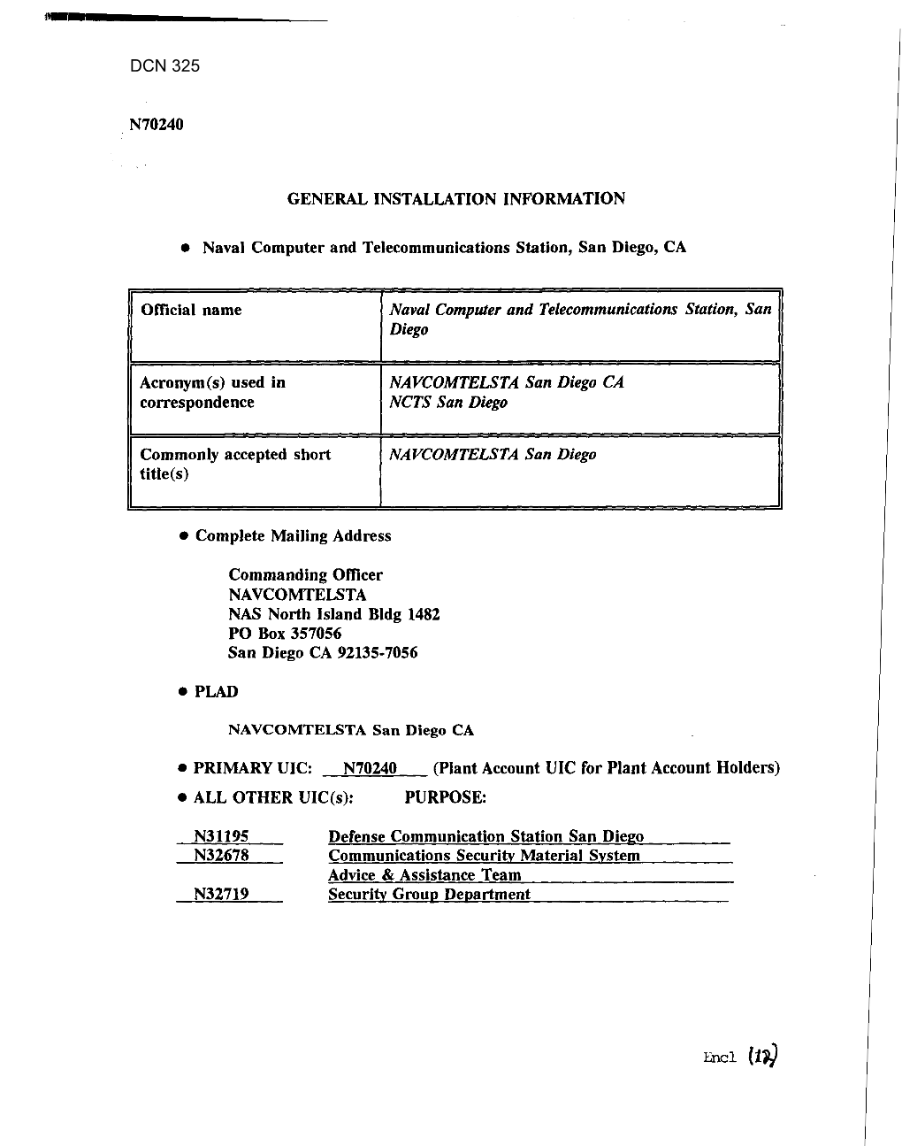 GENERAL INSTALLATION INFORMATION Naval Computer