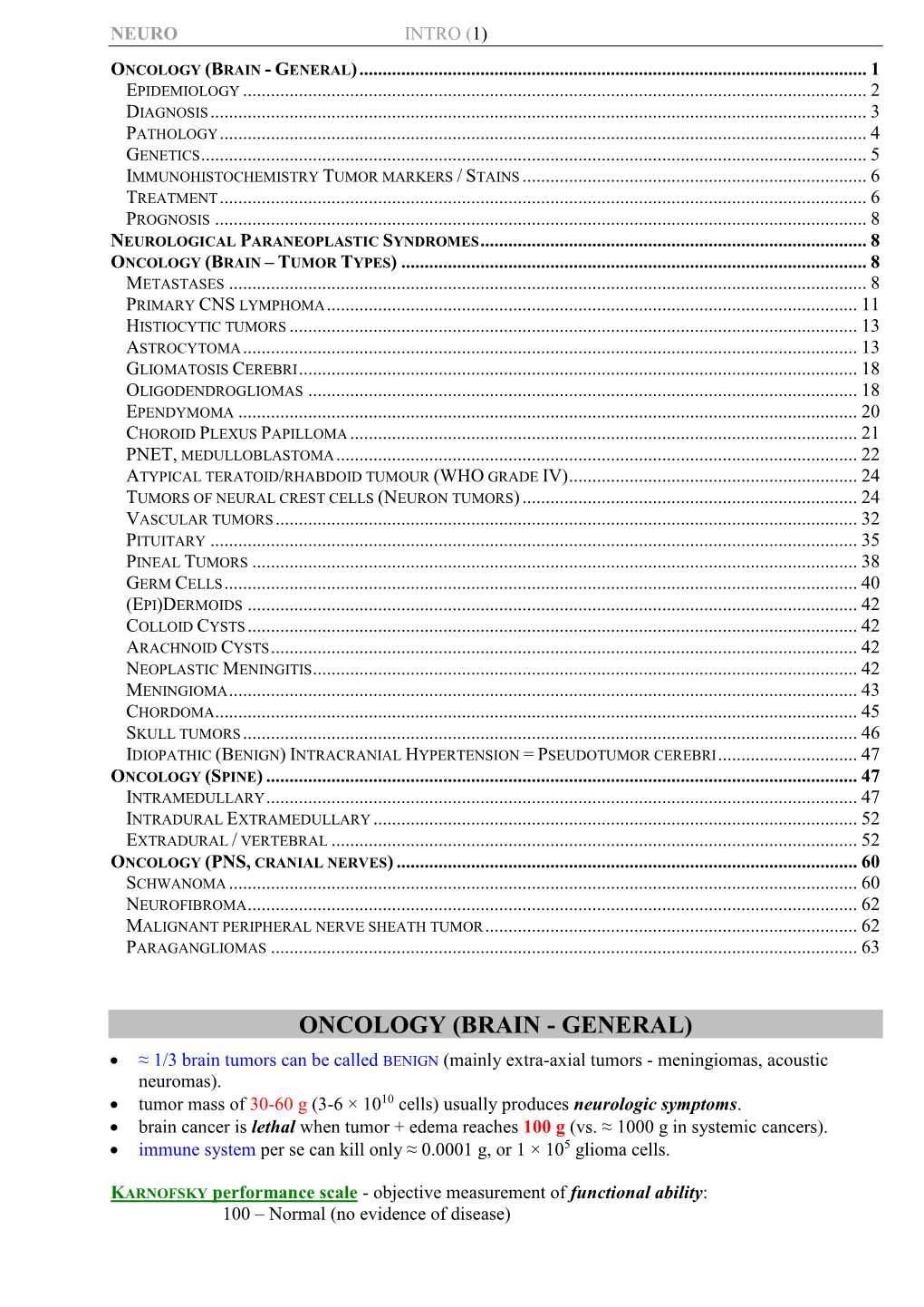 Oncology (Brain - General)