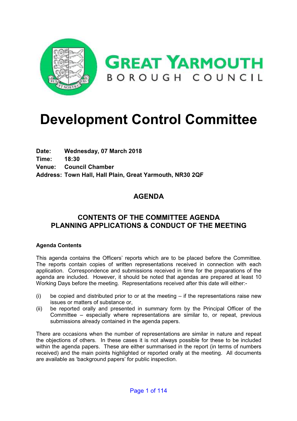 Development Control Committee