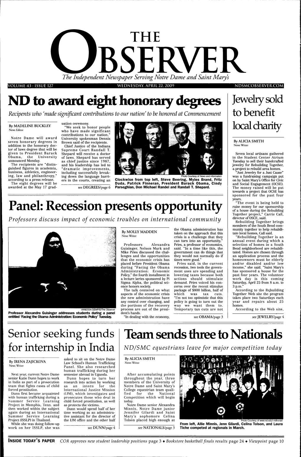 THE ND to Award Eight Honoraty Degrees