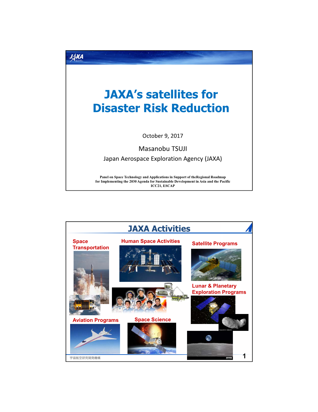 JAXA's Satellites for Disaster Risk Reduction