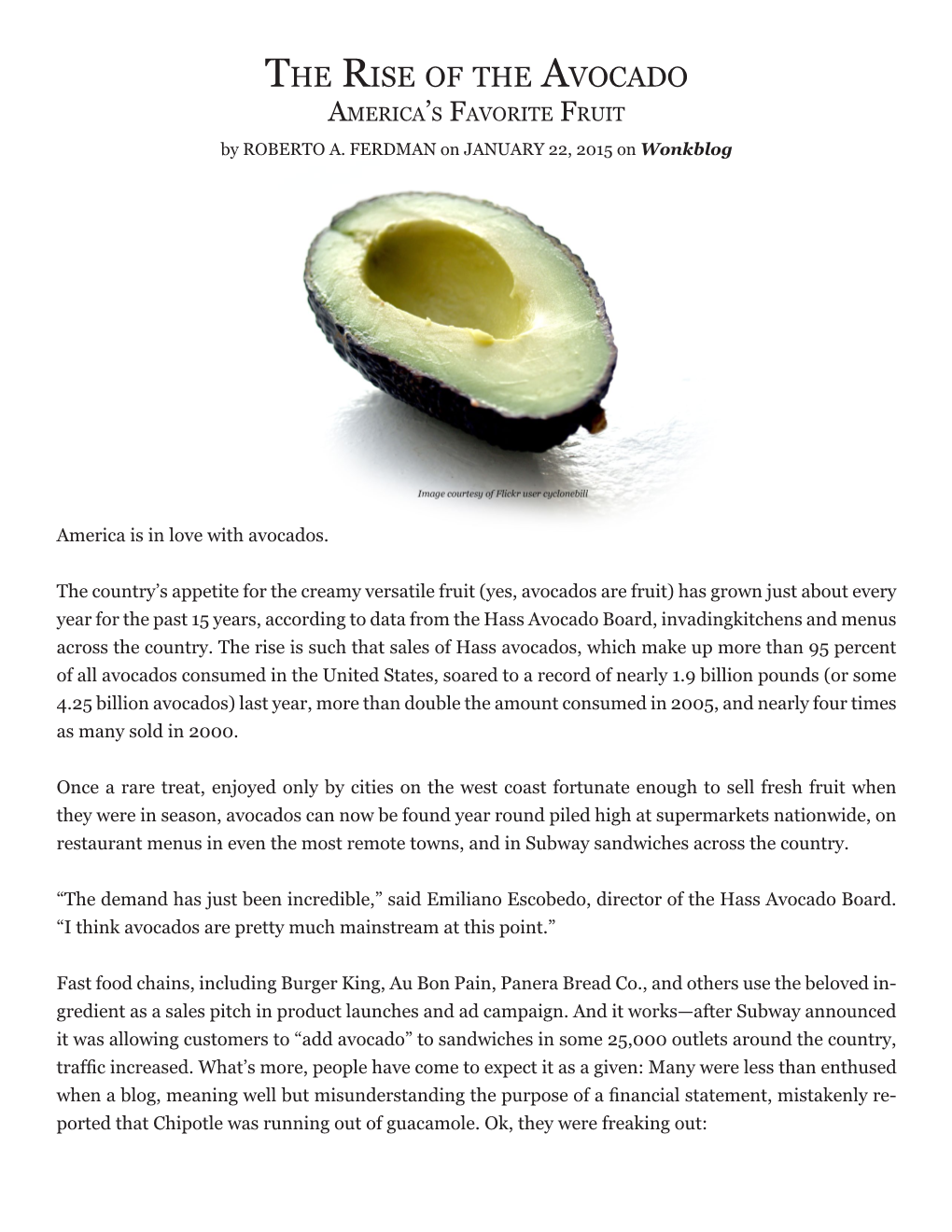 The Rise of the Avocado America’S Favorite Fruit by ROBERTO A