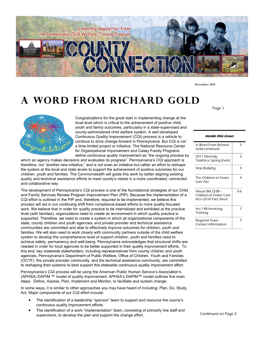 A Word from Richard Gold Page 1