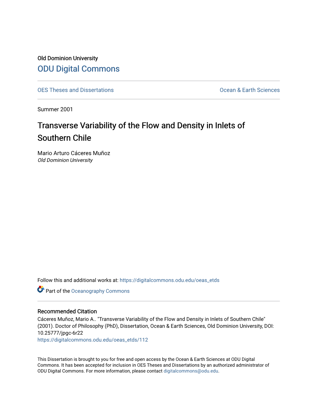 Transverse Variability of the Flow and Density in Inlets of Southern Chile