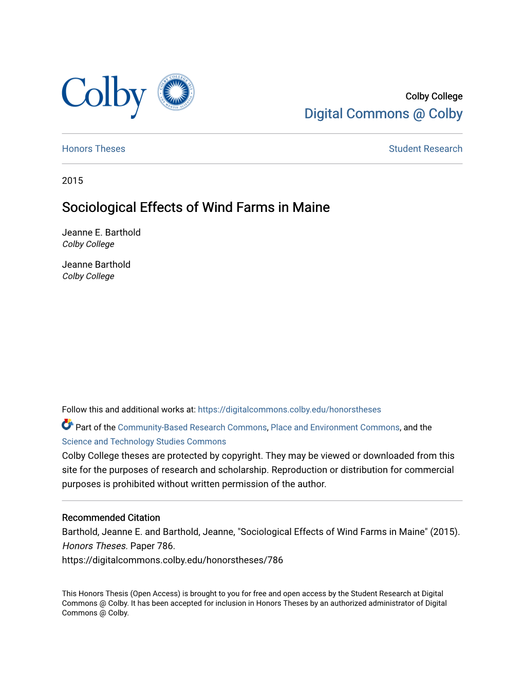 Sociological Effects of Wind Farms in Maine