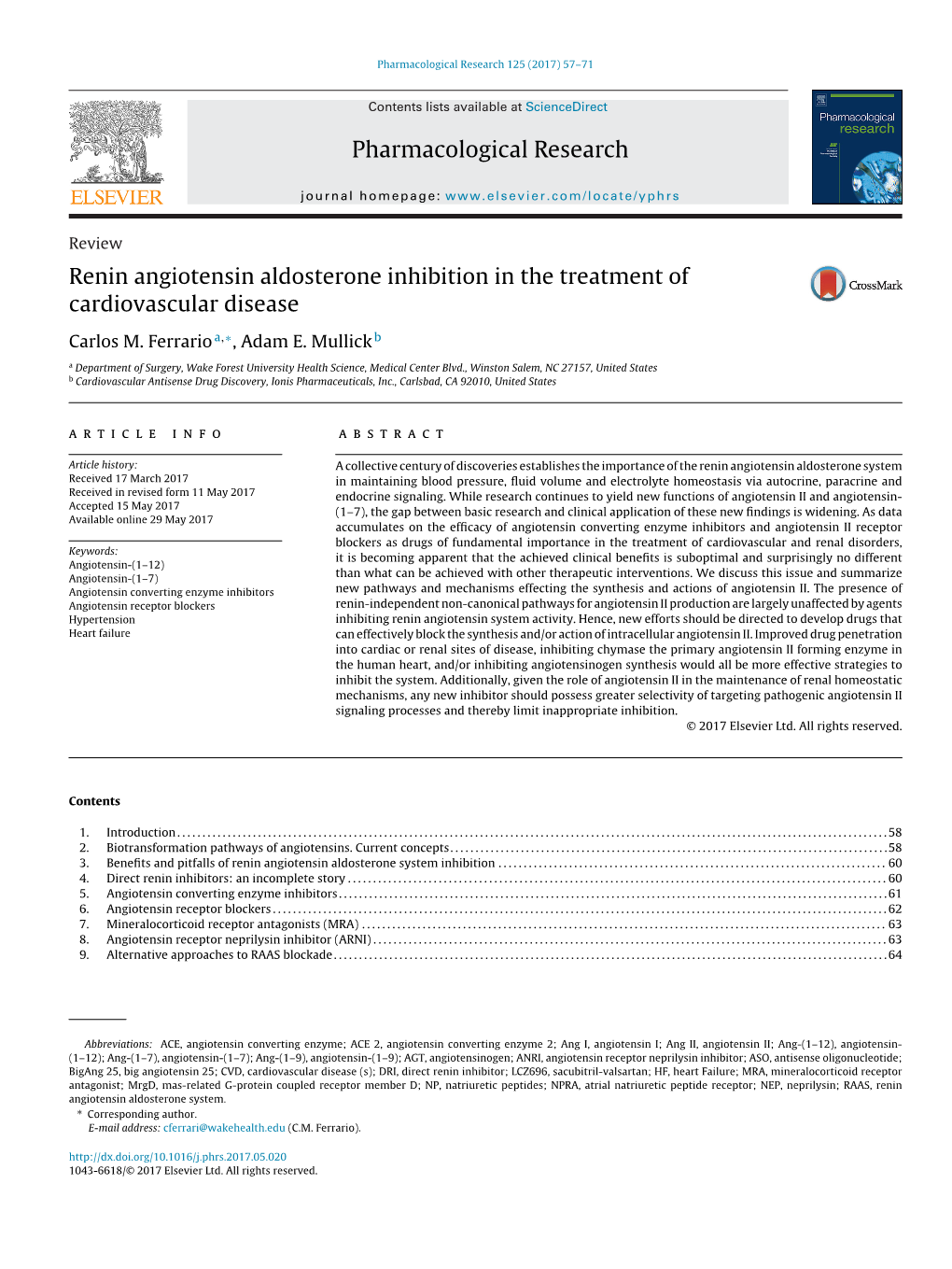 1. Renin Angiotensin in Aldosterone Inhibition in the Treatment Of