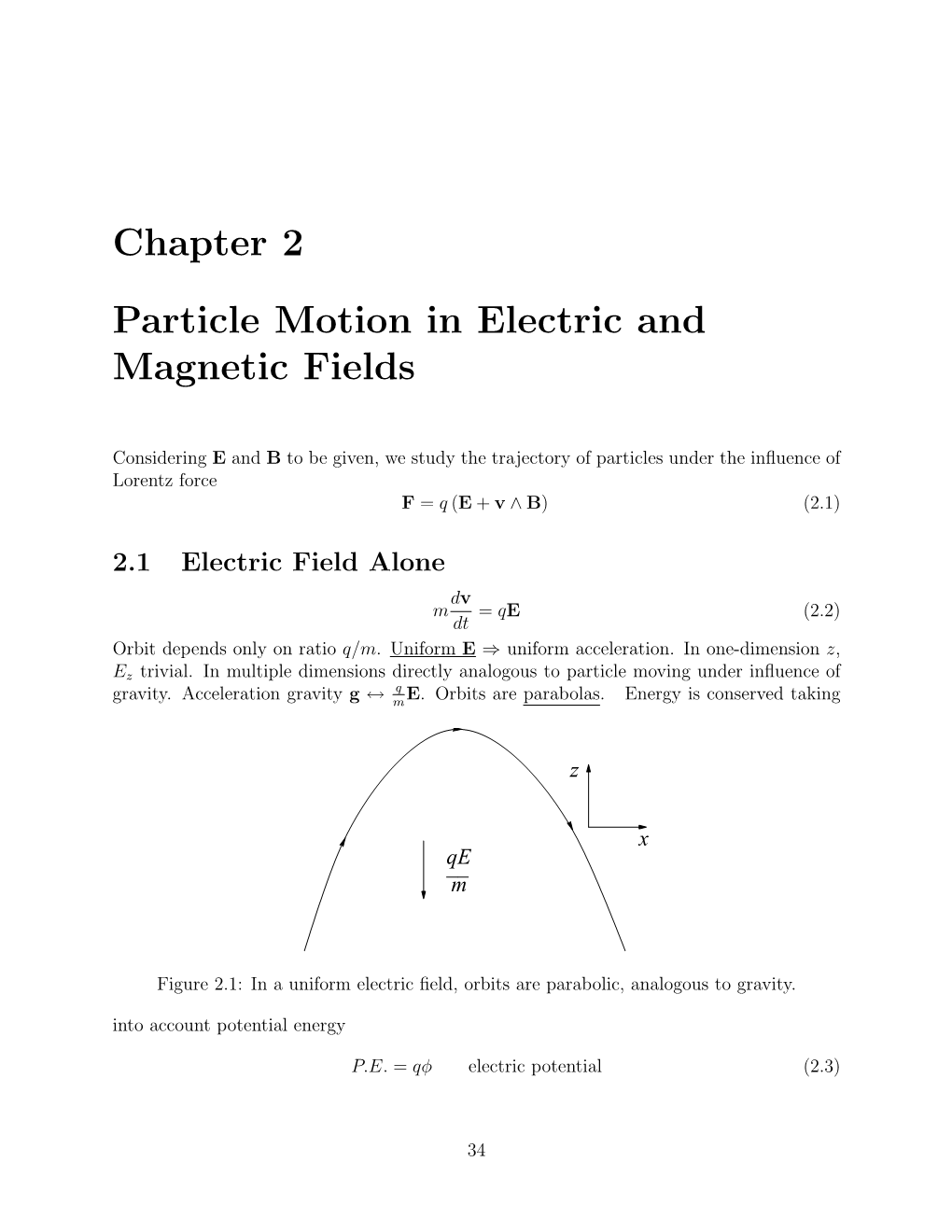 Chapter 2 Particle Motion in Electric and Magnetic Fields