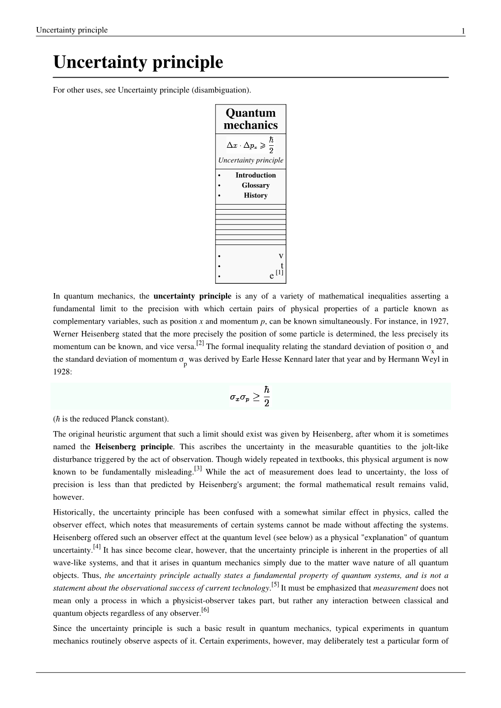 Uncertainty Principle 1 Uncertainty Principle