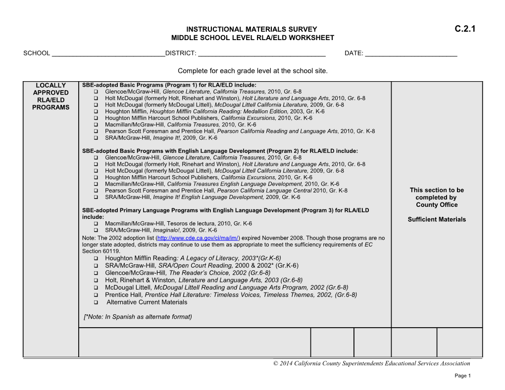 Instructional Materials Survey s1