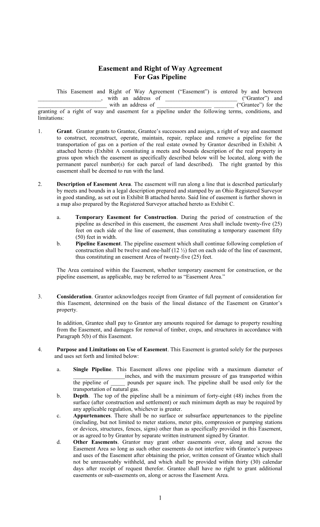 Outline Pipeline Easement