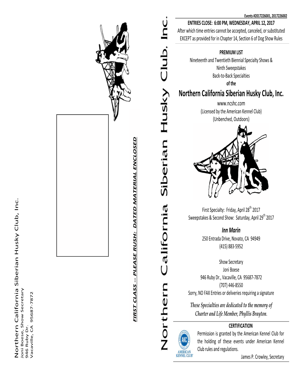 Northern California Siberian Husky Club, Inc. (Licensed by the American Kennel Club) (Unbenched, Outdoors)
