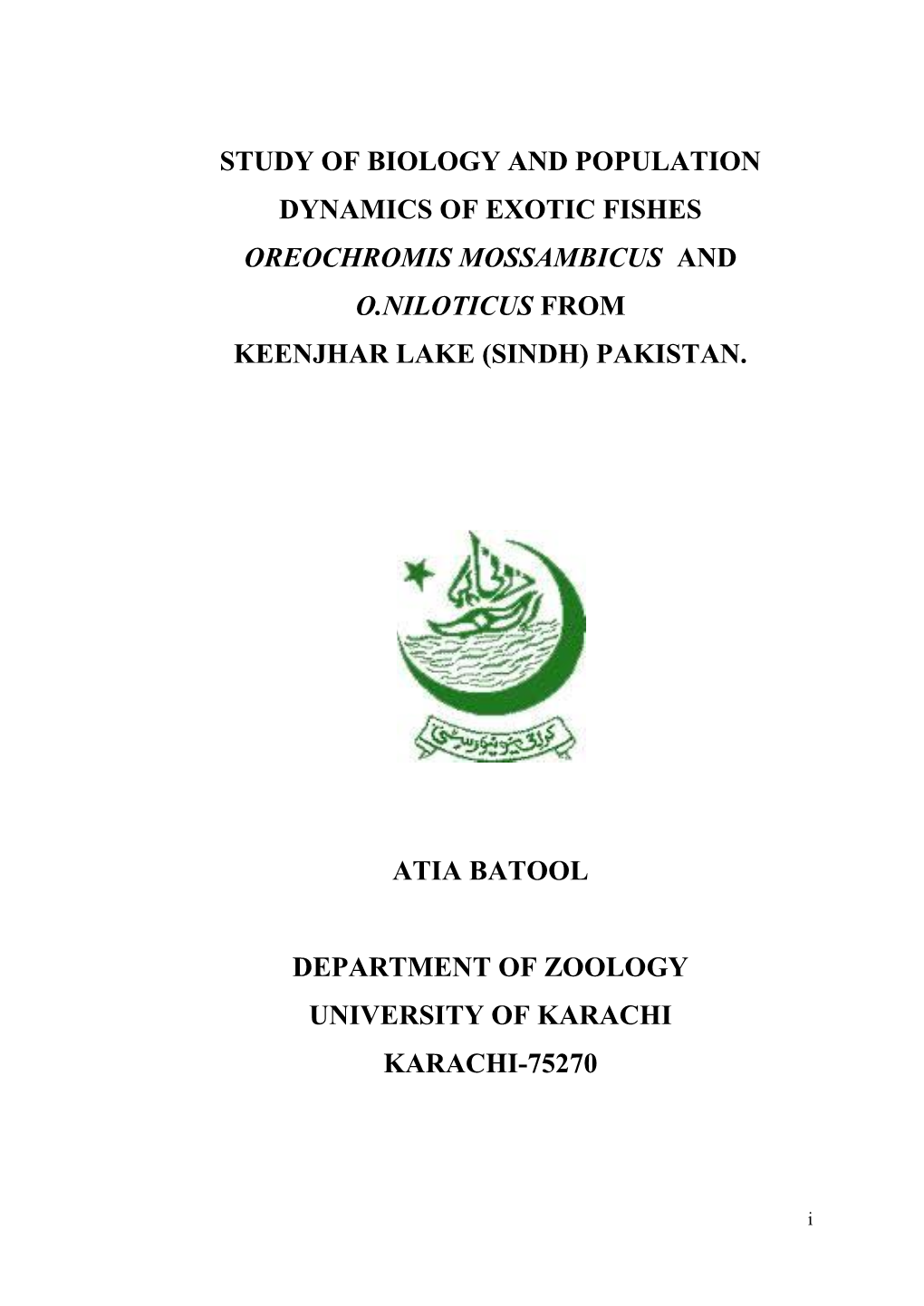 Study of Biology and Population Dynamics of Exotic Fishes Oreochromis Mossambicus and O.Niloticus from Keenjhar Lake (Sindh) Pakistan