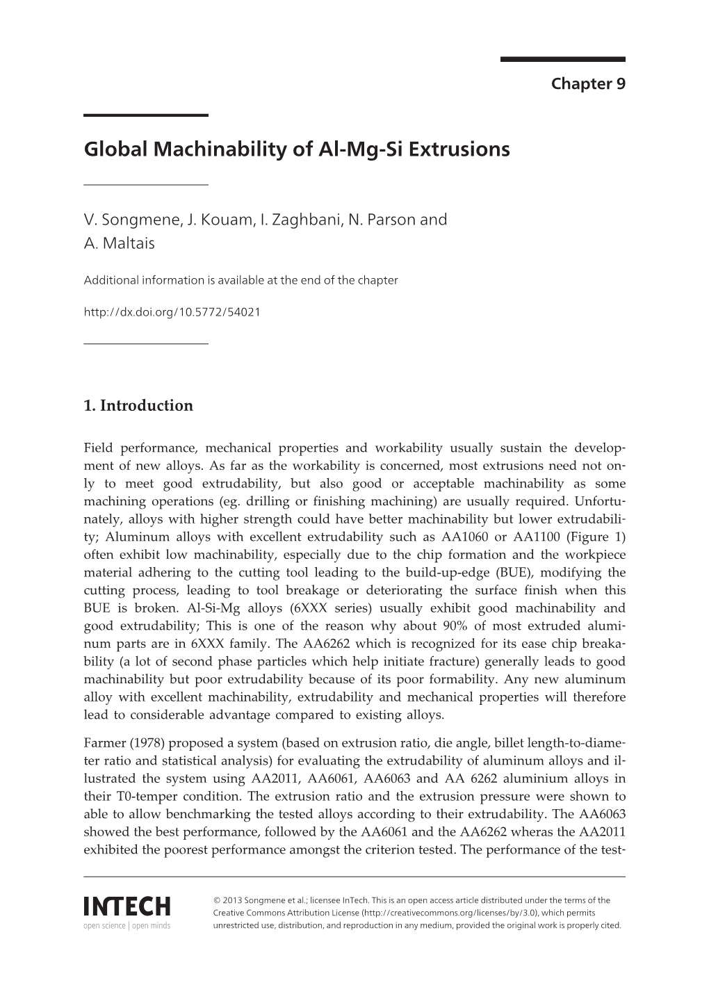 Global Machinability of Al-Mg-Si Extrusions