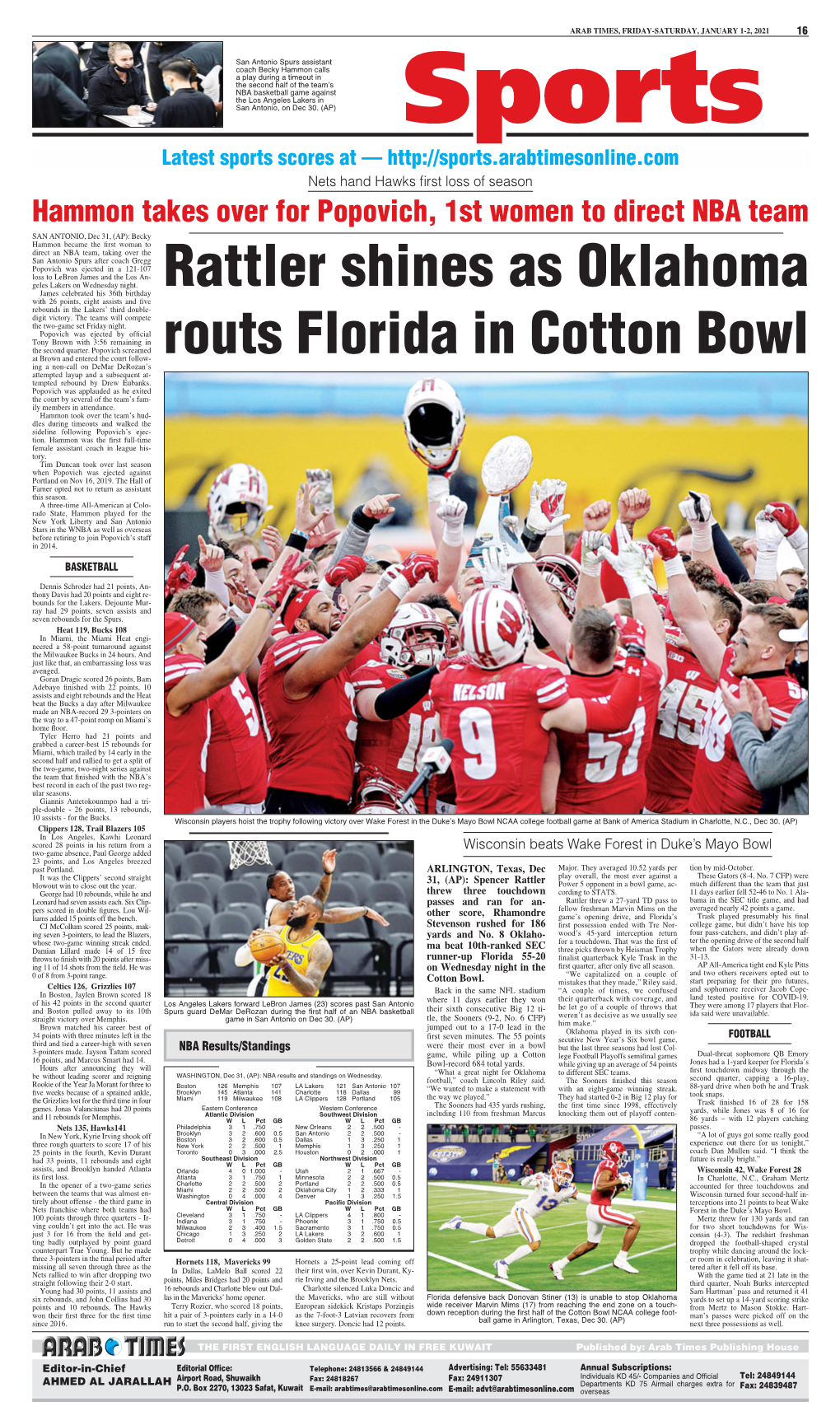 Rattler Shines As Oklahoma Routs Florida in Cotton Bowl