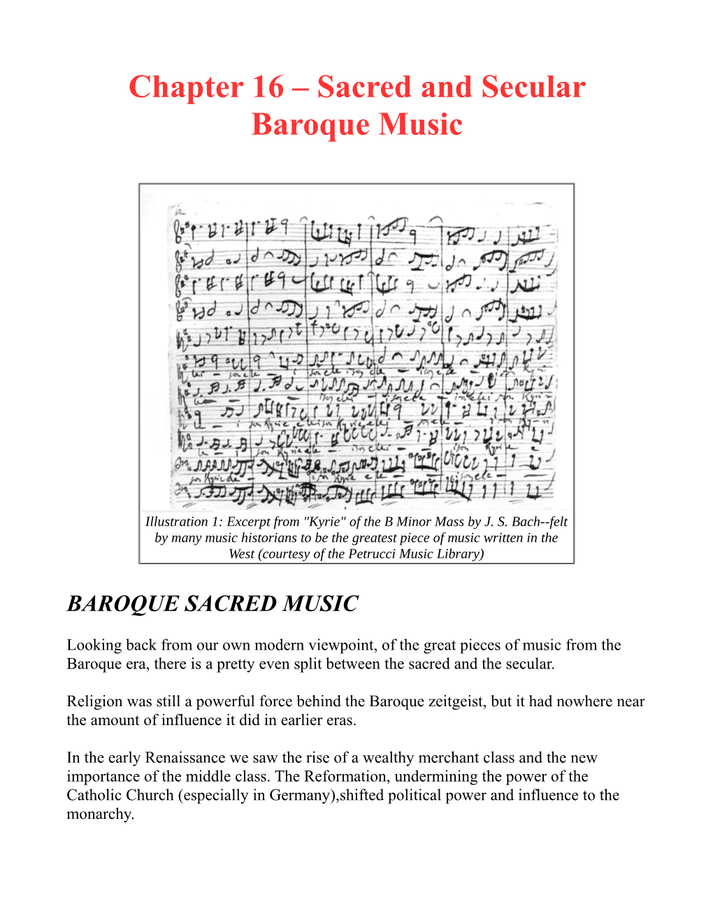 Chapter 16 – Sacred and Secular Baroque Music