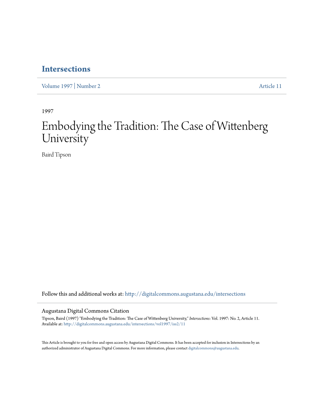 The Case of Wittenberg University