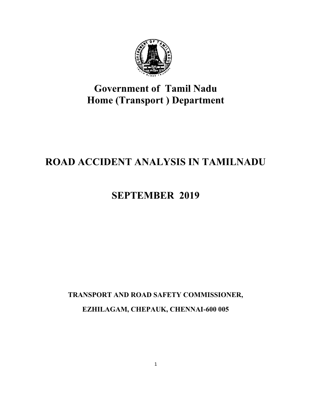 Department ROAD ACCIDENT ANALYSIS in TAMILNADU