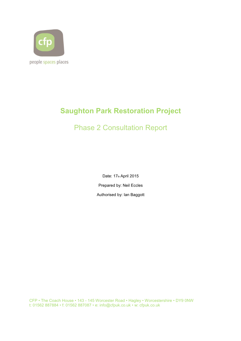 Saughton Park Restoration Project Phase 2 Consultation Report